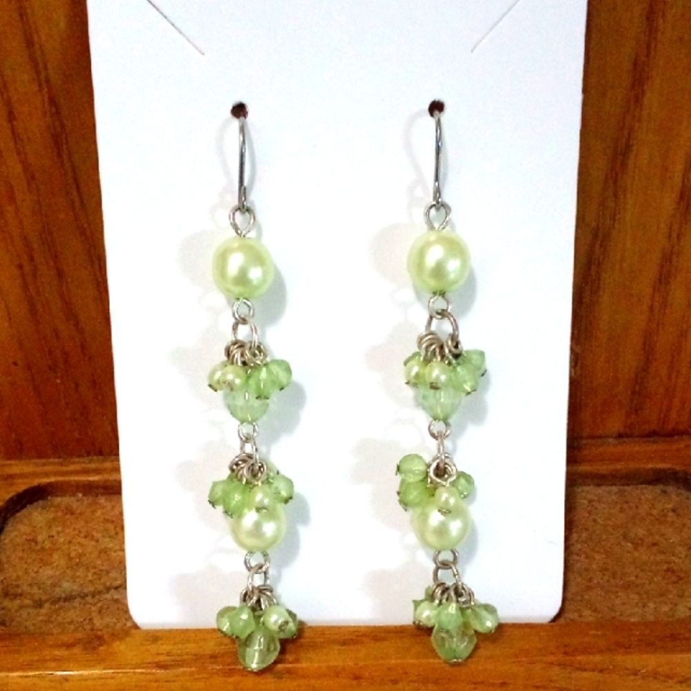 Elegant Green Handmade Dangle Earrings